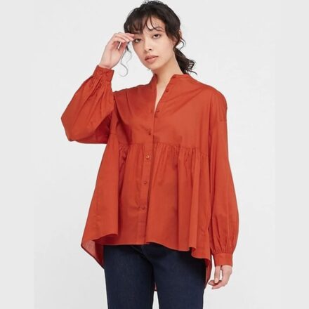 Легка бавовняна блуза UNIQLO зі збірками