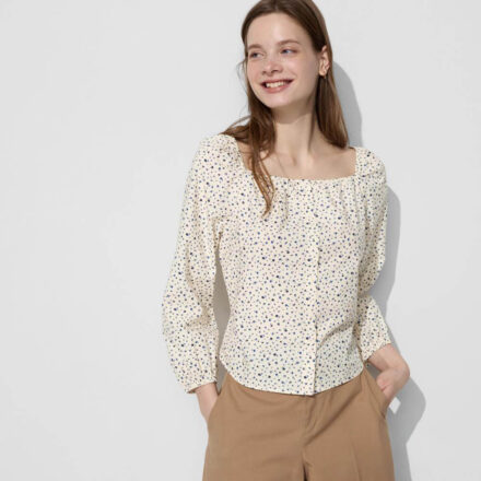 Бавовняна блуза UNIQLO з квадратним вирізом