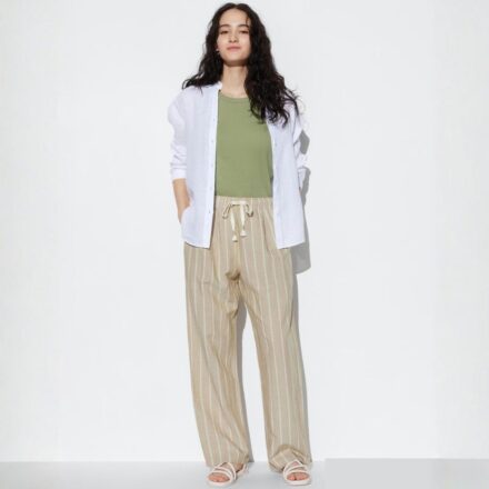 Лляні штани UNIQLO у смужку