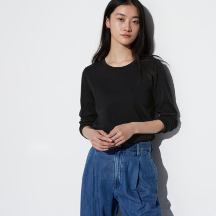 STRETCH COTTON лонгслів UNIQLO з м’якої бавовни